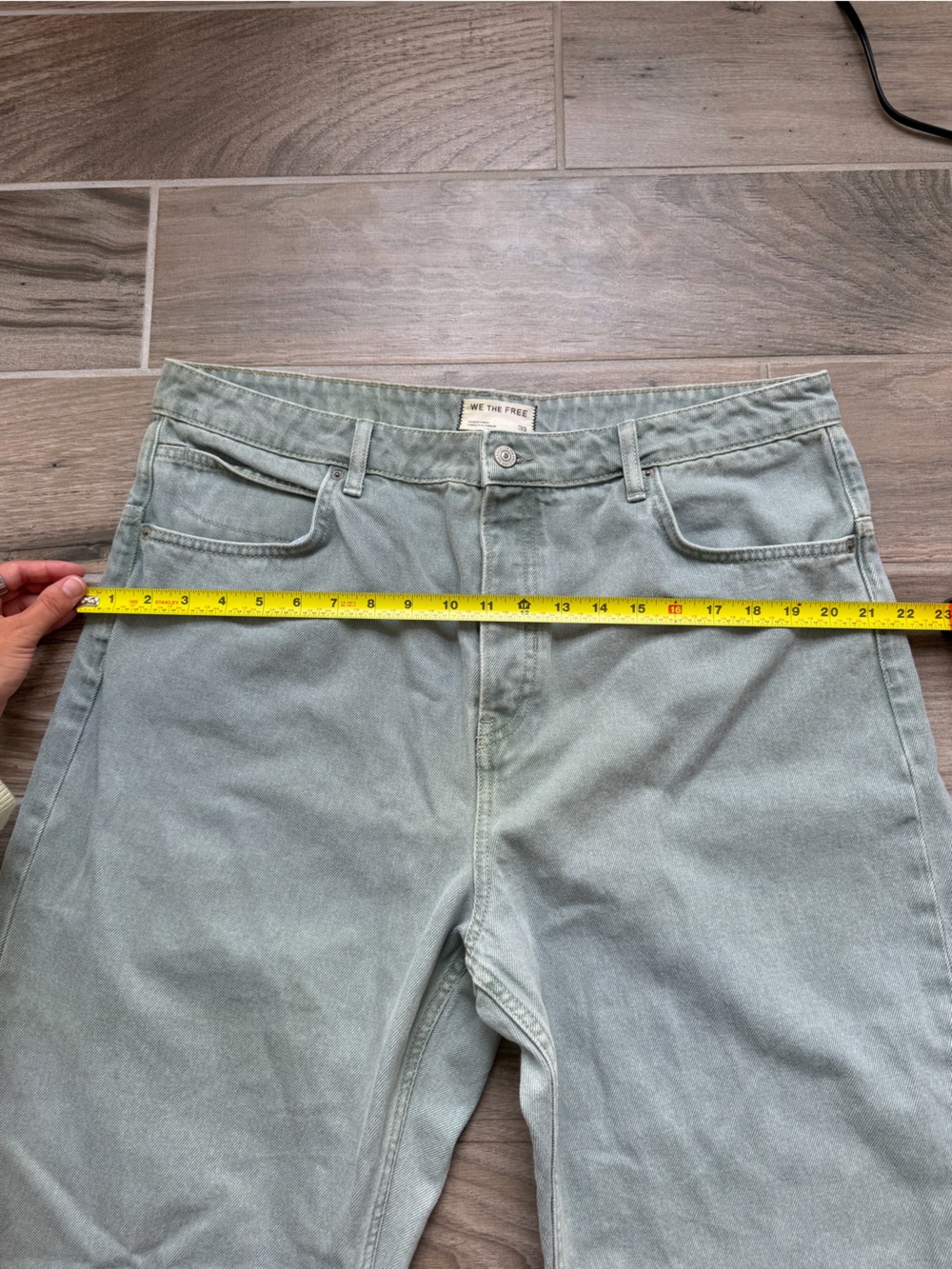 We The Free Deep Trance Dropped Boyfriend Jeans size 33 Green Eyes - Picture 5 of 9